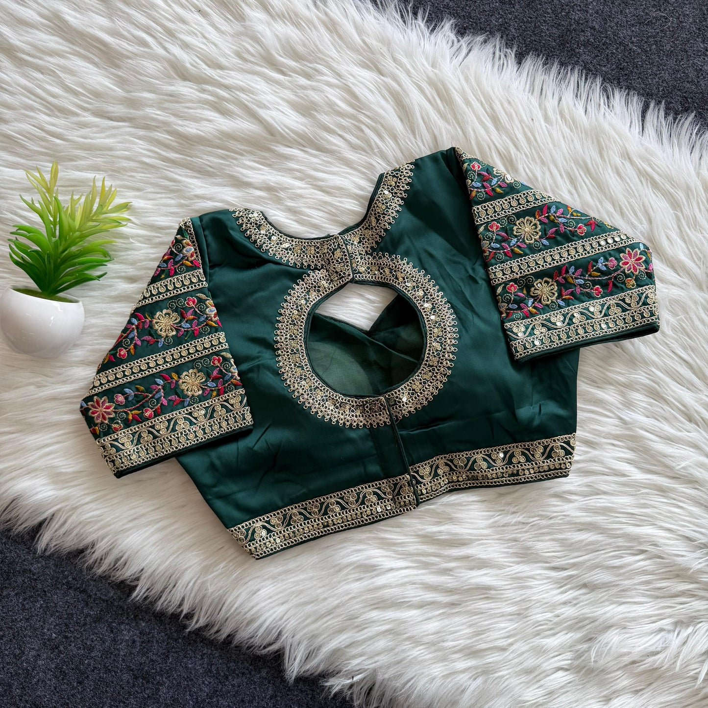 A beautiful work with sequins all over ready made blouse