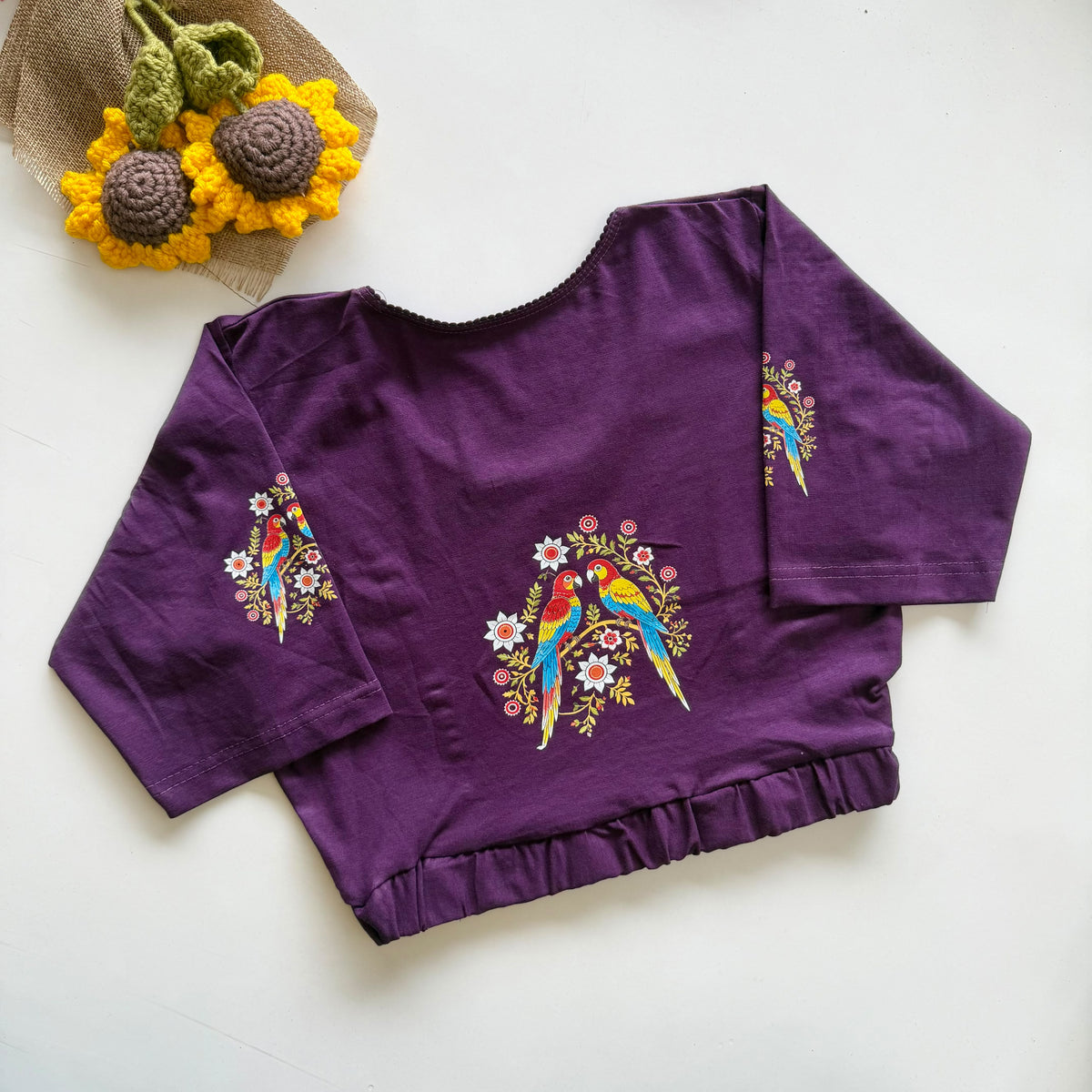 Beautiful block print with elastic ready made blouse