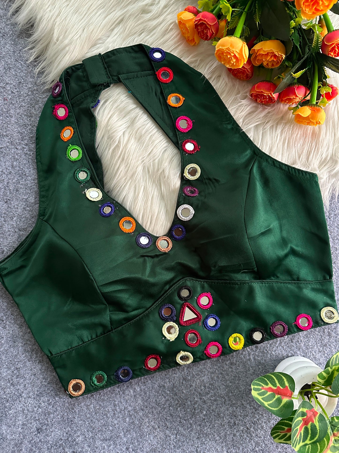 Satin silk sleeveless ready made blouse