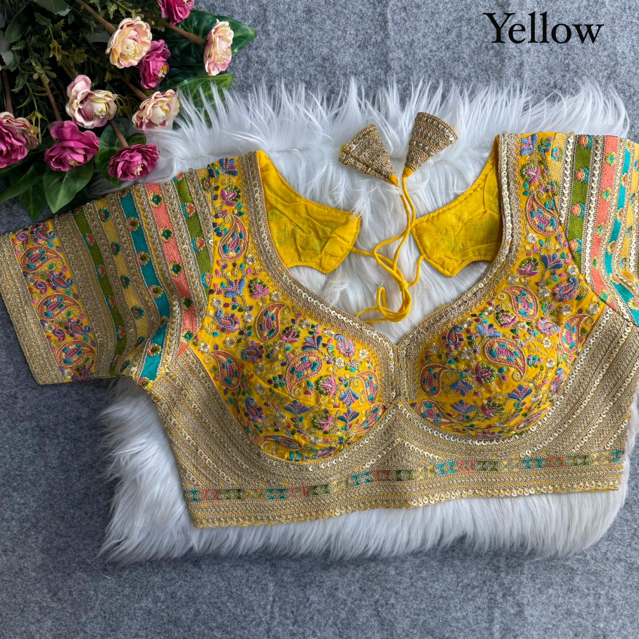Beautiful Antique Viscose Thread Work ready made blouse