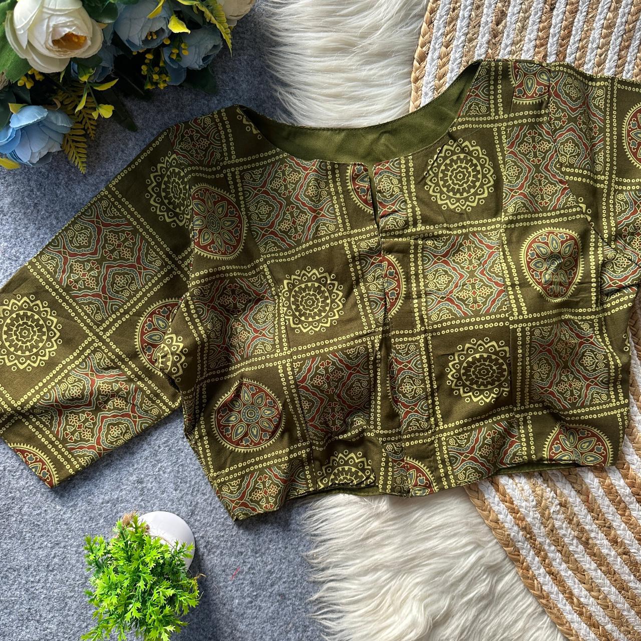 Ajrakh Cotton ready made blouse