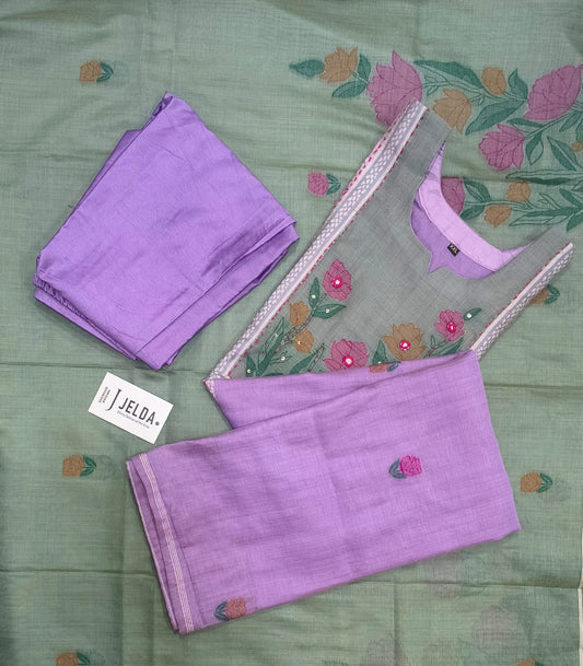 Cotton embroidery with lace work salwar suit