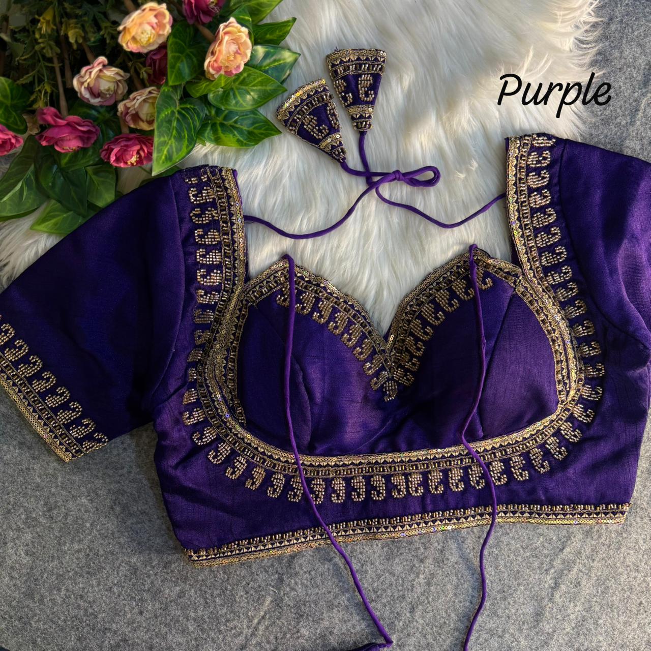 Beautiful heavy beads work ready made blouse