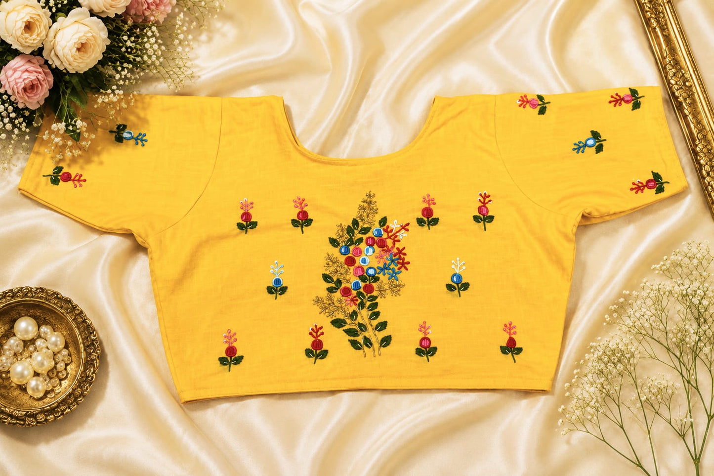 Cotton kundan ready made blouse