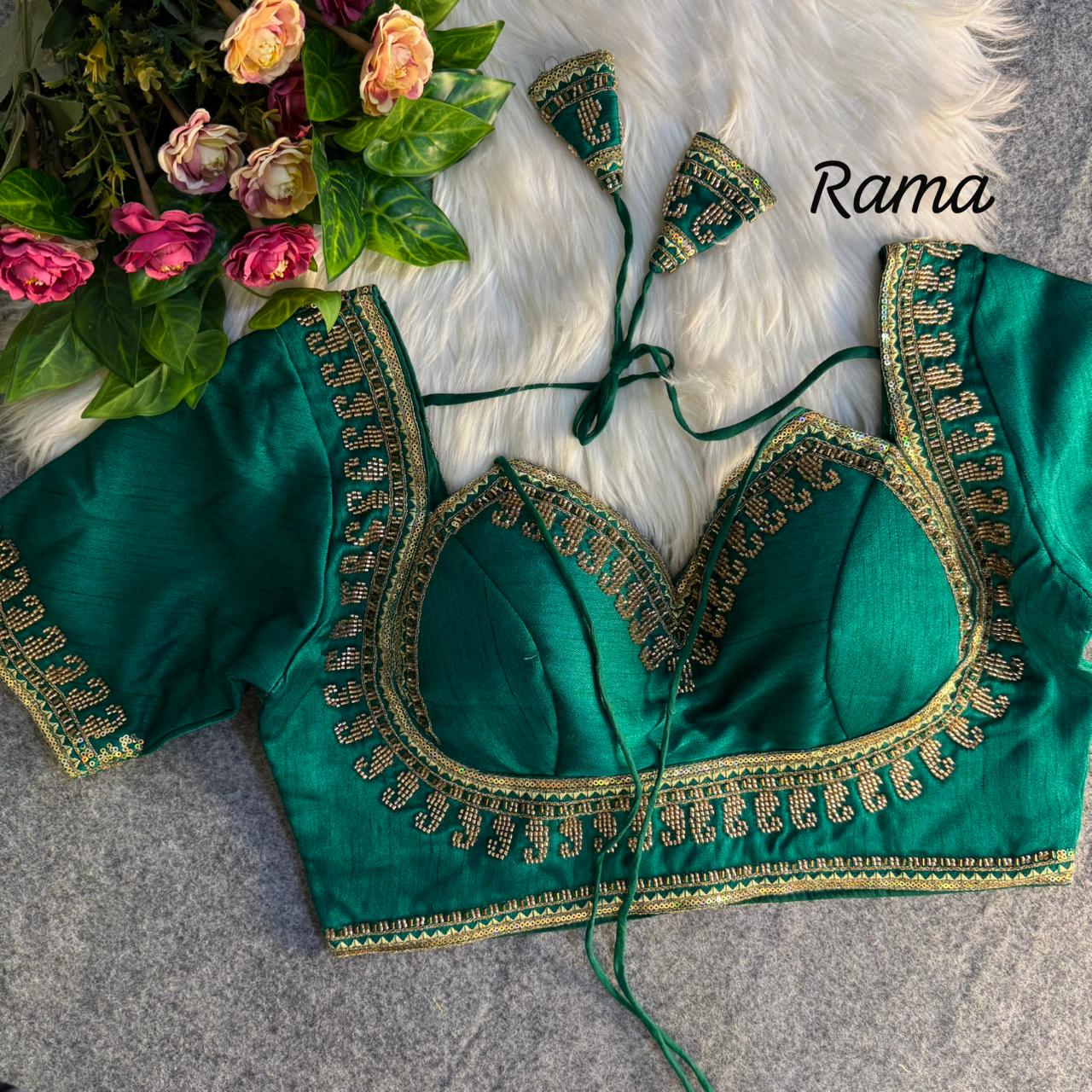 Beautiful heavy beads work ready made blouse