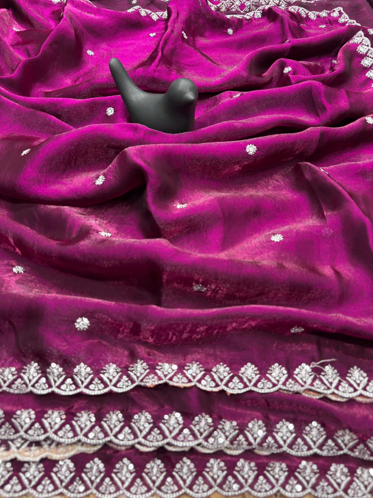 Fandy satin space silk saree