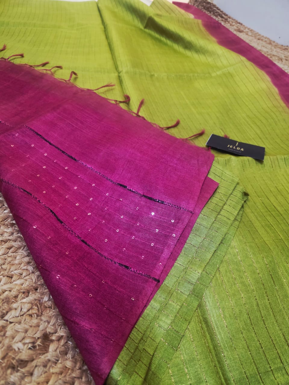 Kota soft strips Border less saree With contrast blouse