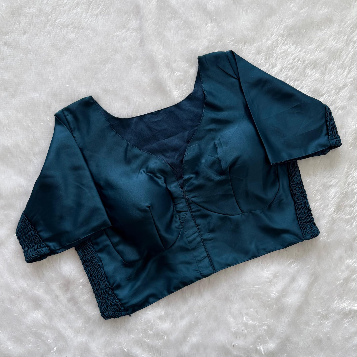 Soft silk fabric with elastic attach for better fitting  ready made blouse