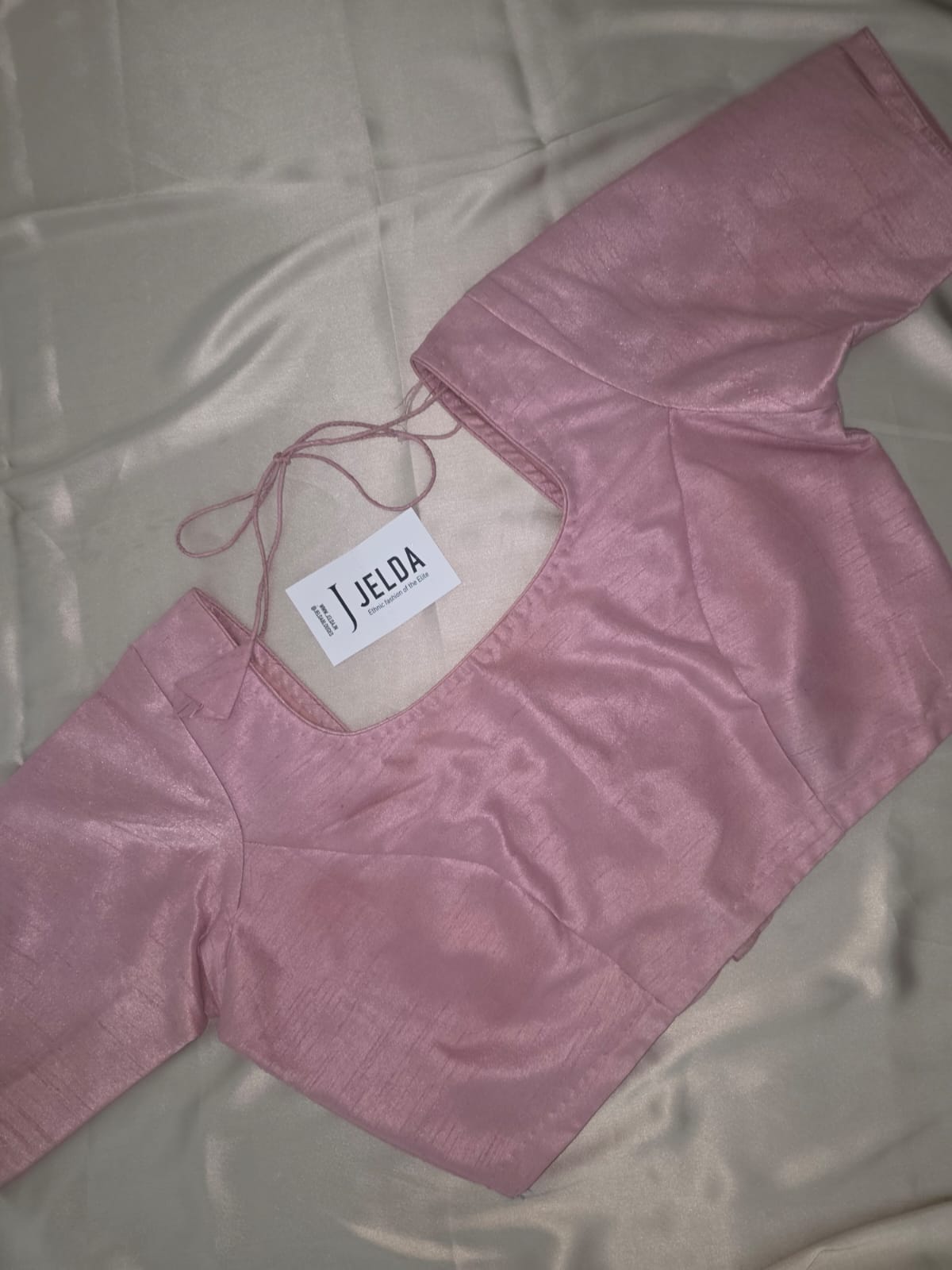 Pure dupion silk Pink Elbow Sleeves Custommade blouse