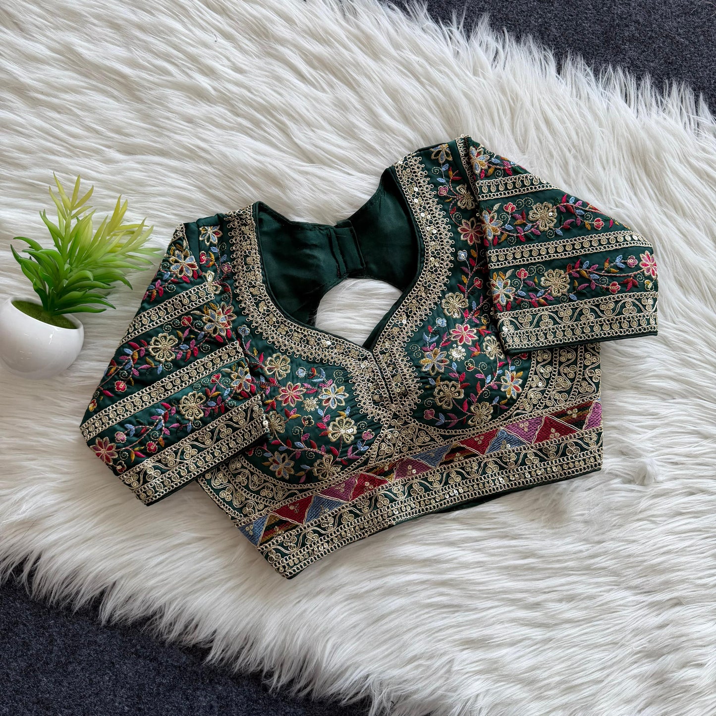 A beautiful work with sequins all over ready made blouse
