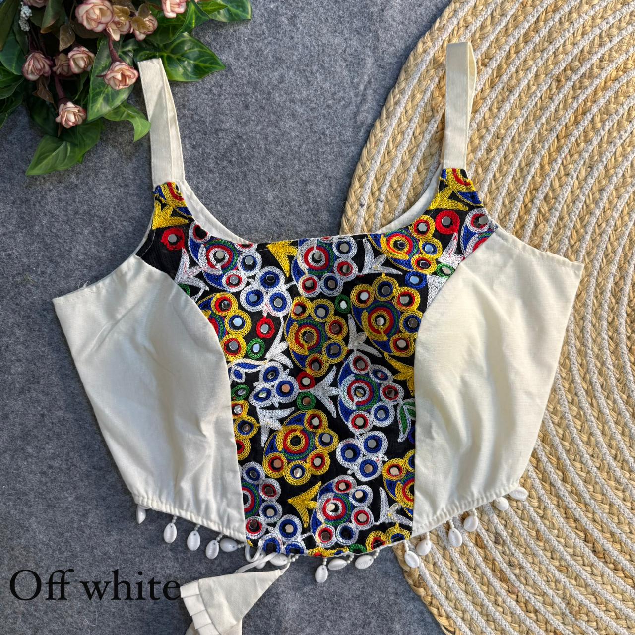 Heavy thread work patch & hand mirror work ready made blouse