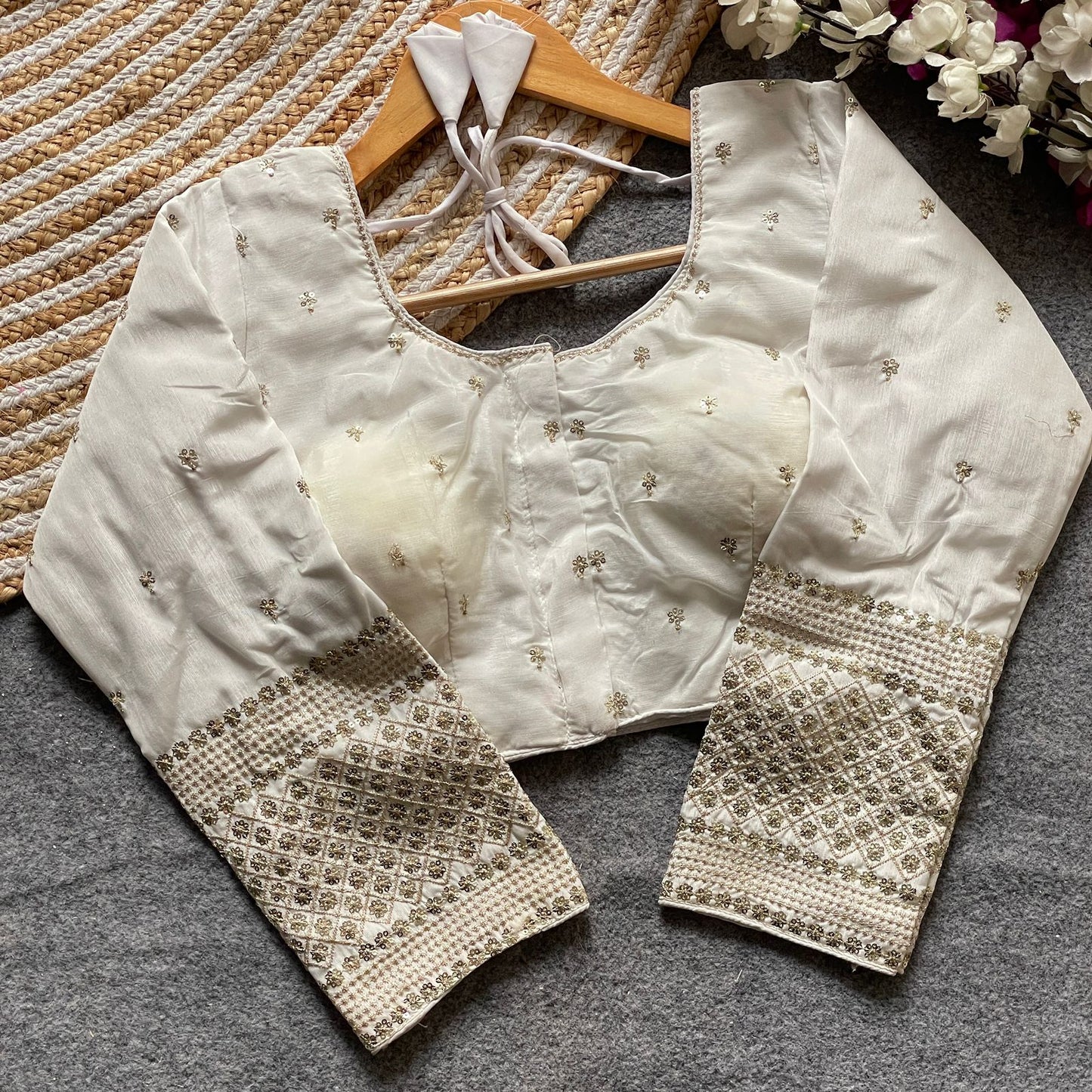 Vichitra Silk 3/4 sleeve ready made blouse