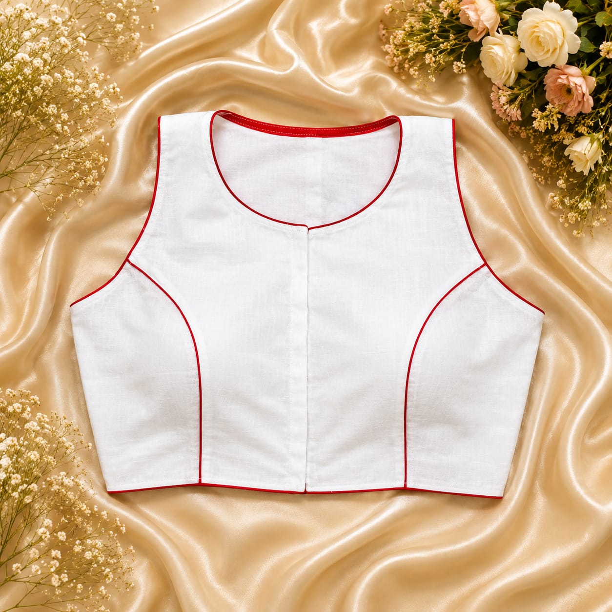 New cotton halter thread embroidery ready made blouse