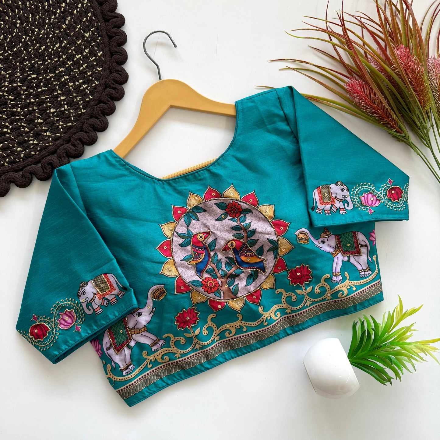 Pure silk with Decent print ready made blouse