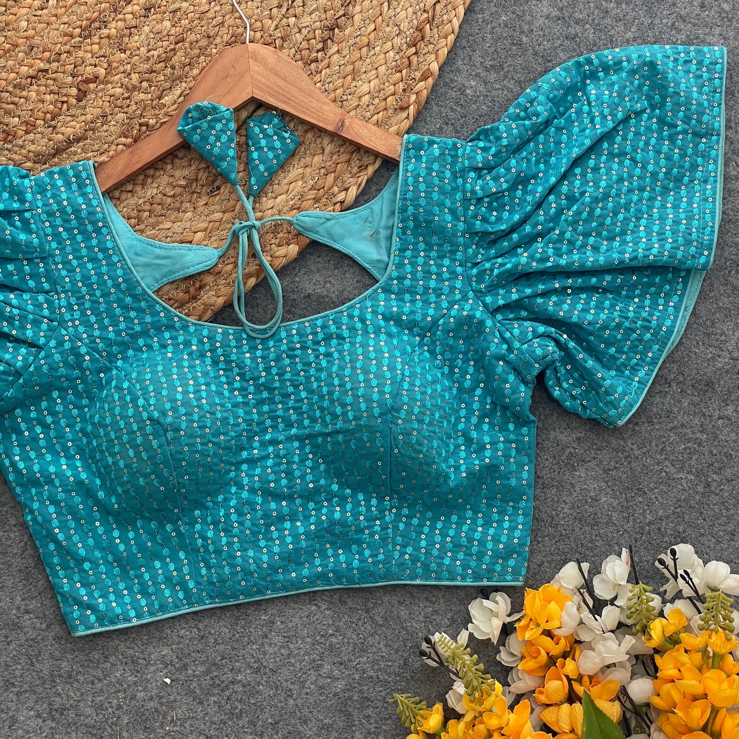 Heavy Georgette with sequins work ready made blouse