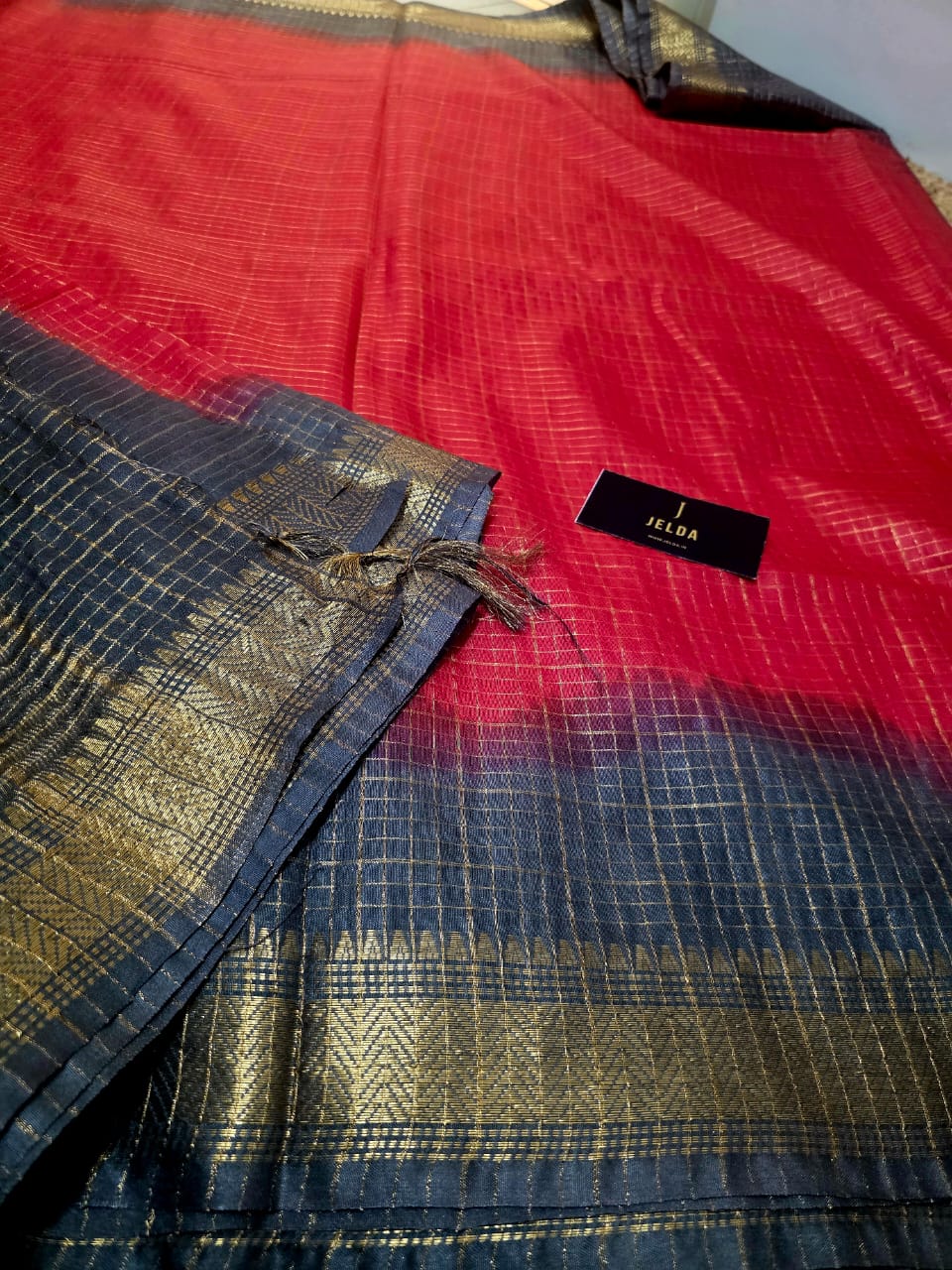 Kota soft golden border saree With contrast running blouse