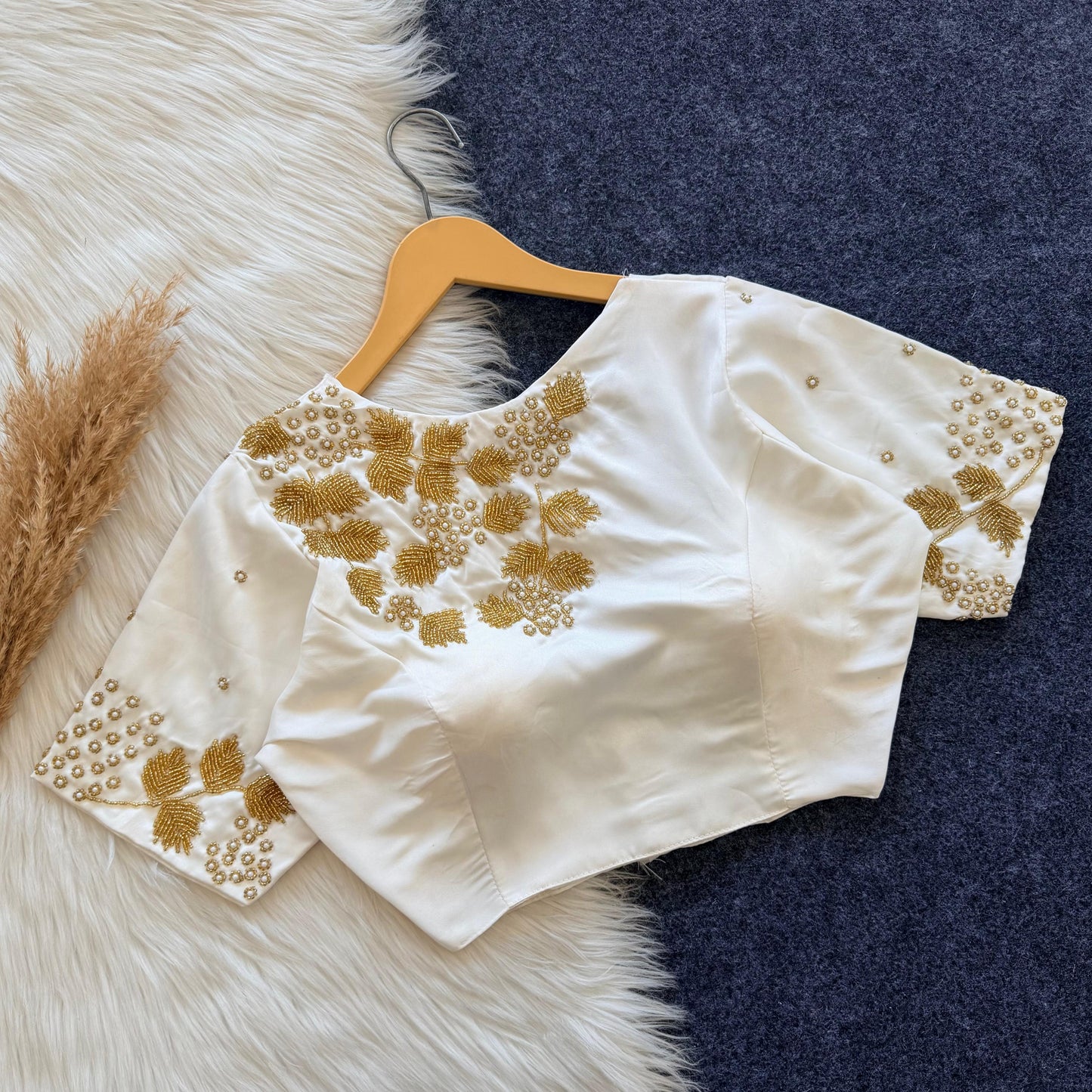 Beautiful handwork front part of blouse and sleeve ready made blouse