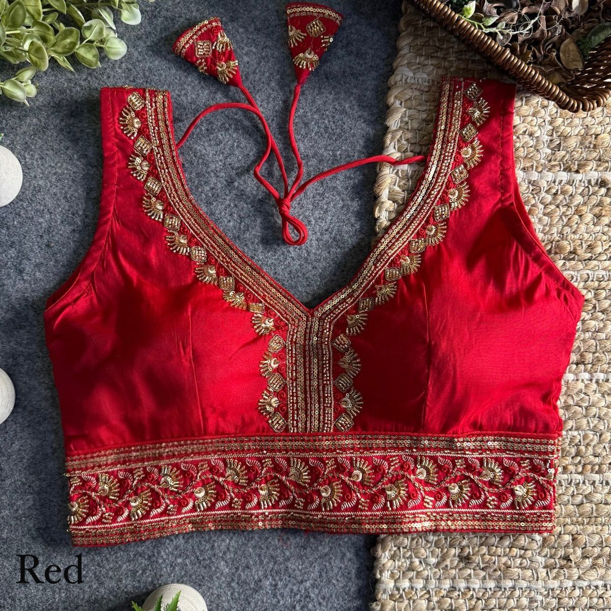Heavy zari + Codding sequins & Beads Work ready made blouse
