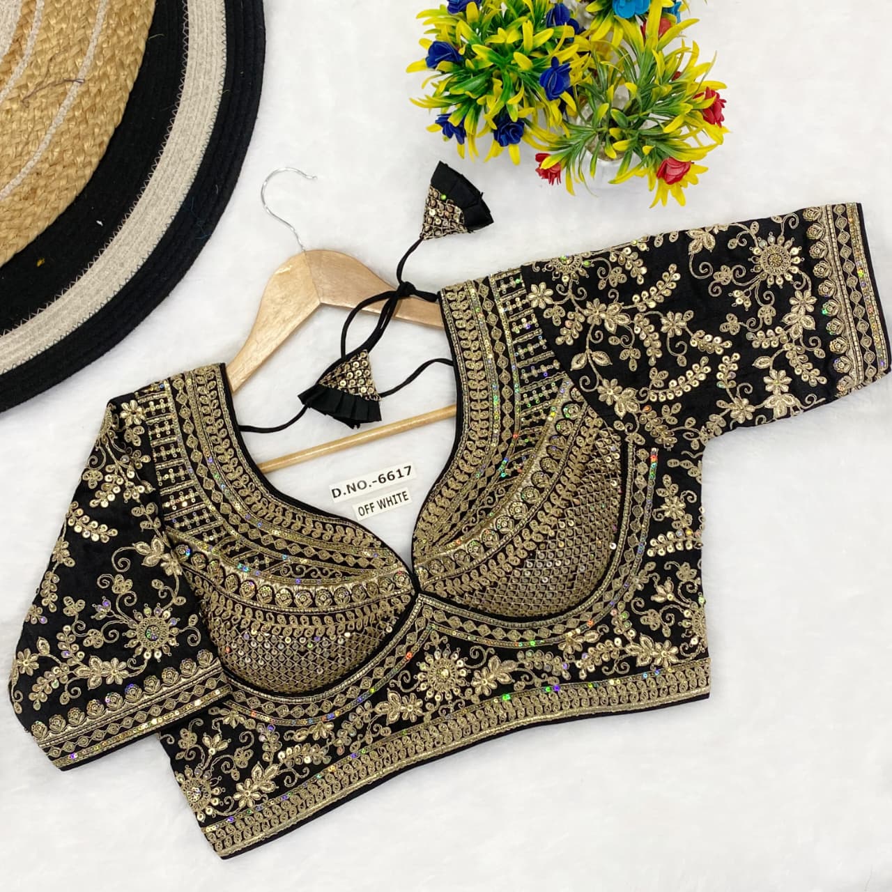 Italiyan silk embroidery ready made blouse