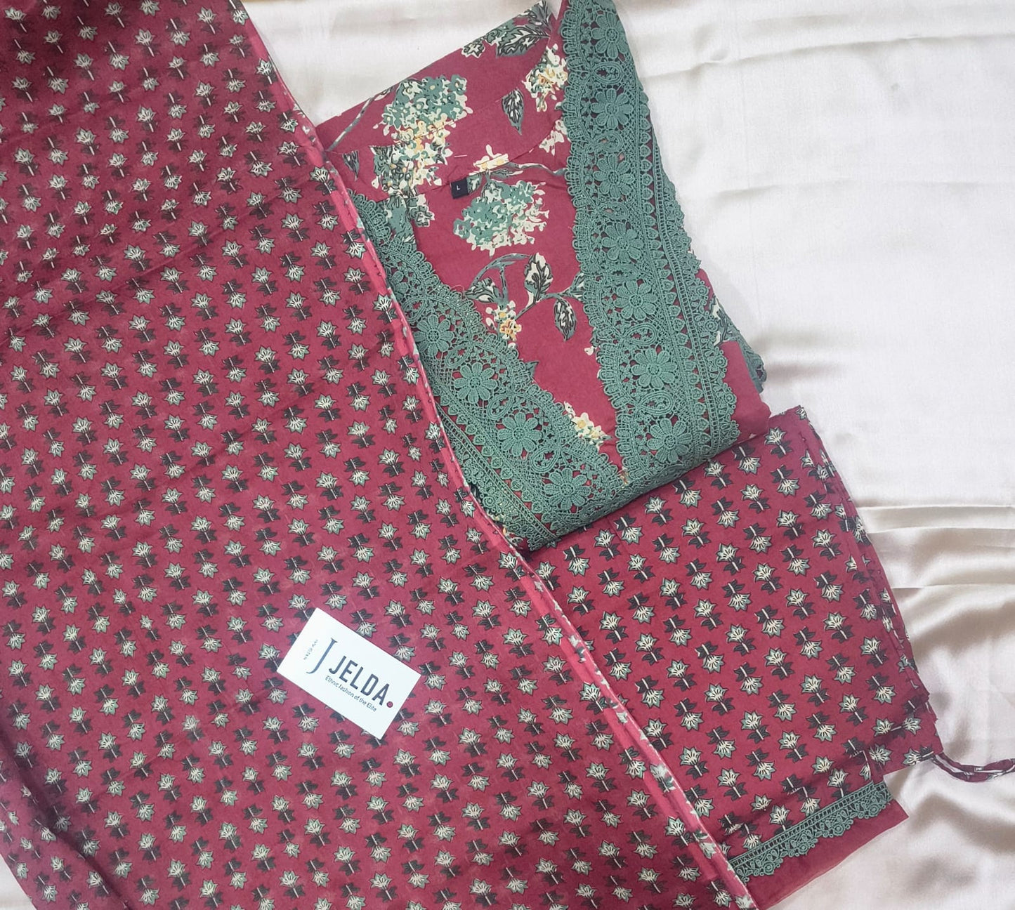 Cotton printed with lace work salwar suit