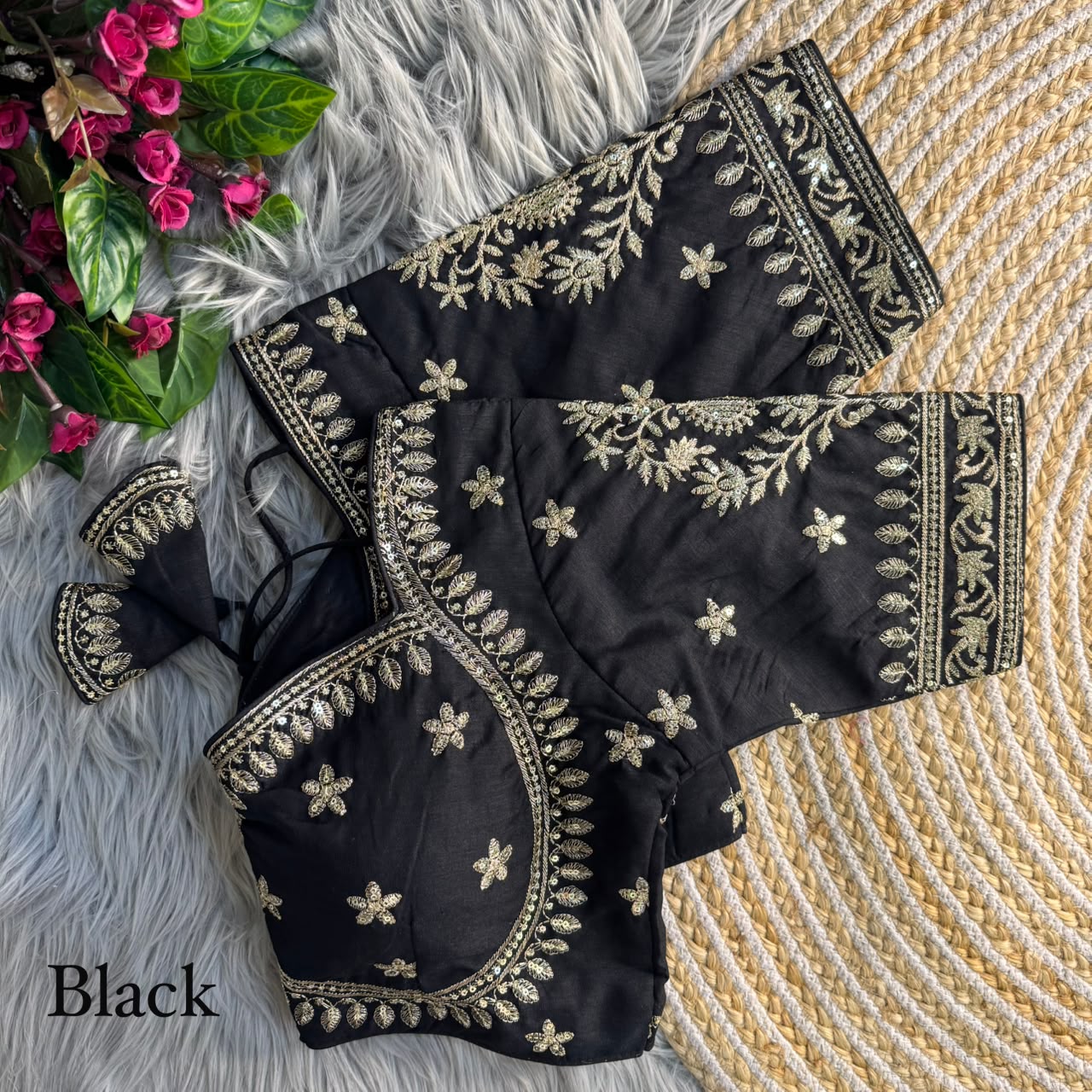 Heavy zari sequins work ready made blouse