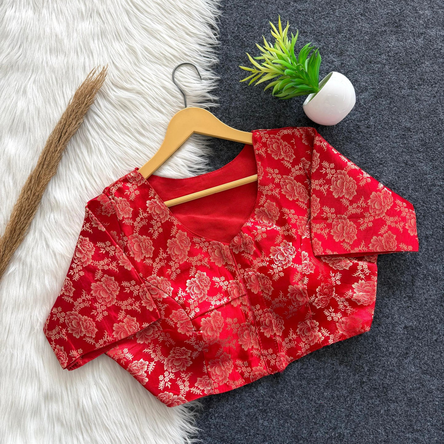 A beauty of weaving work all over ready made blouse