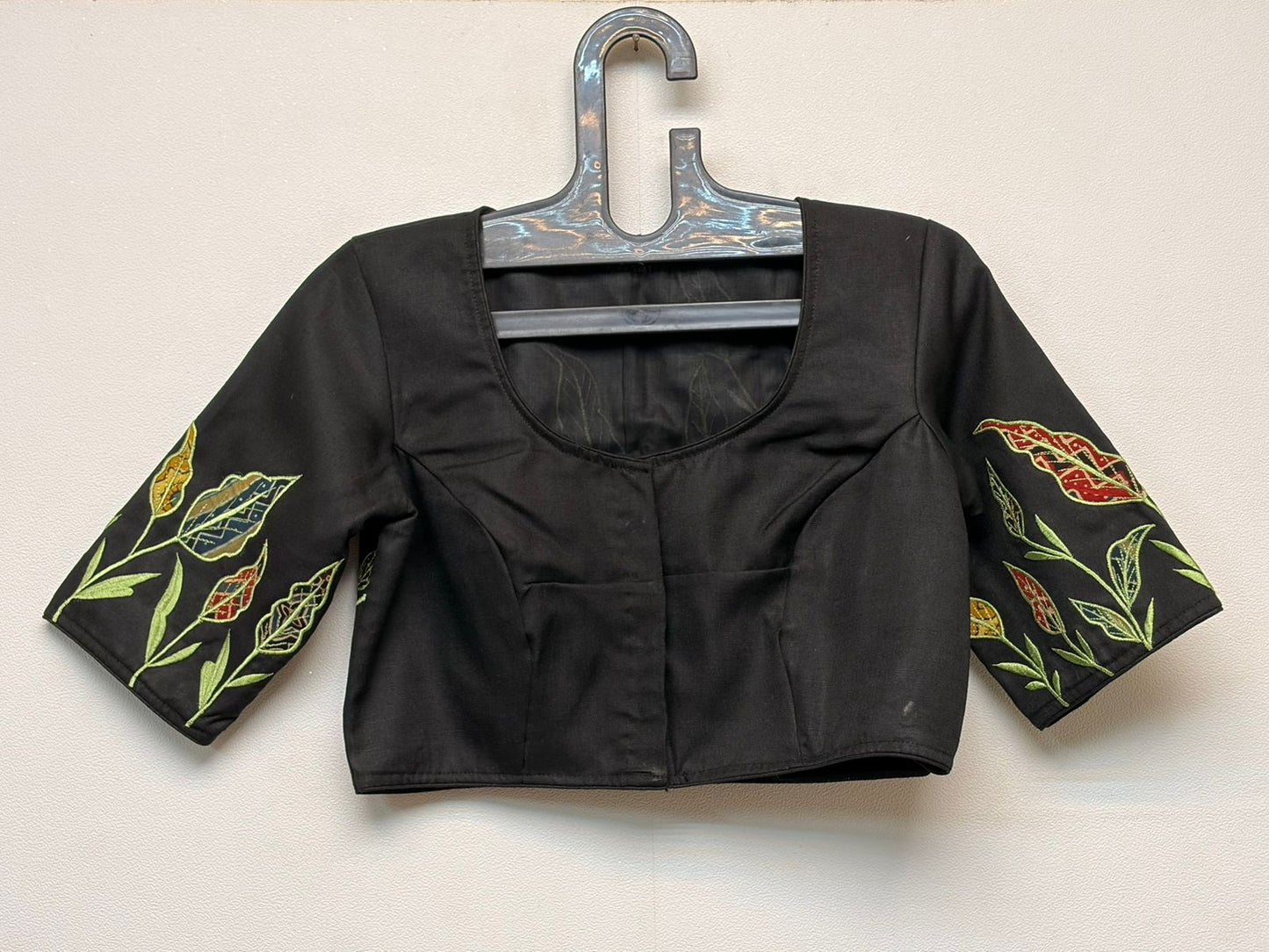 Cotton hand embroidered patch work designer blouse