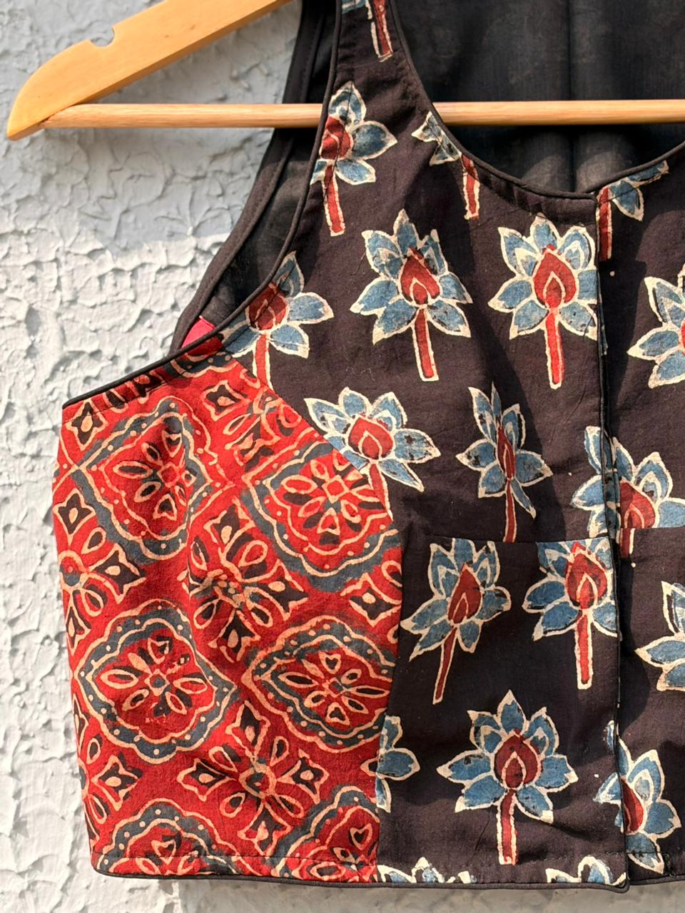 Pure ajrakh cotton designer blouse