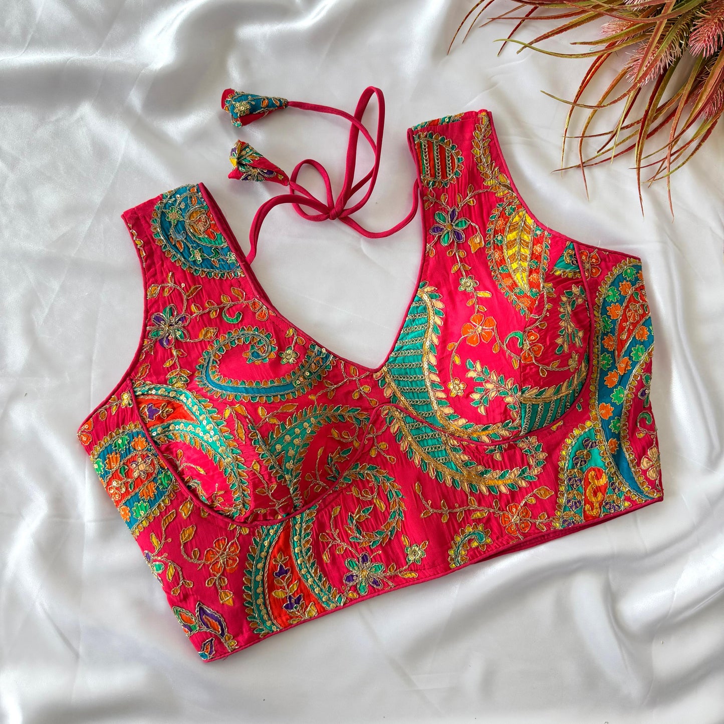 Beautiful flower print all over ready made blouse