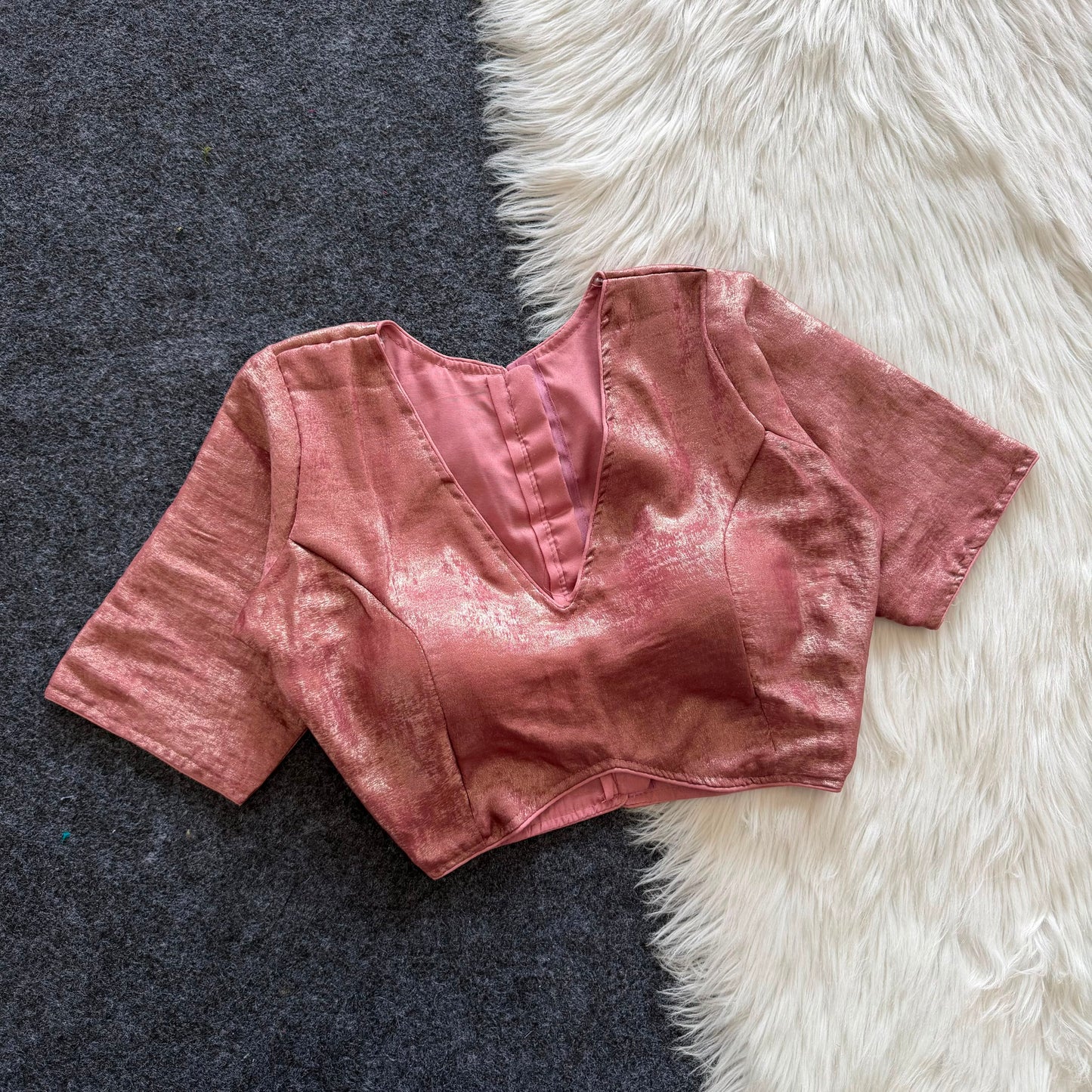 A beautiful coated of velvet fabric with silk ready made blouse