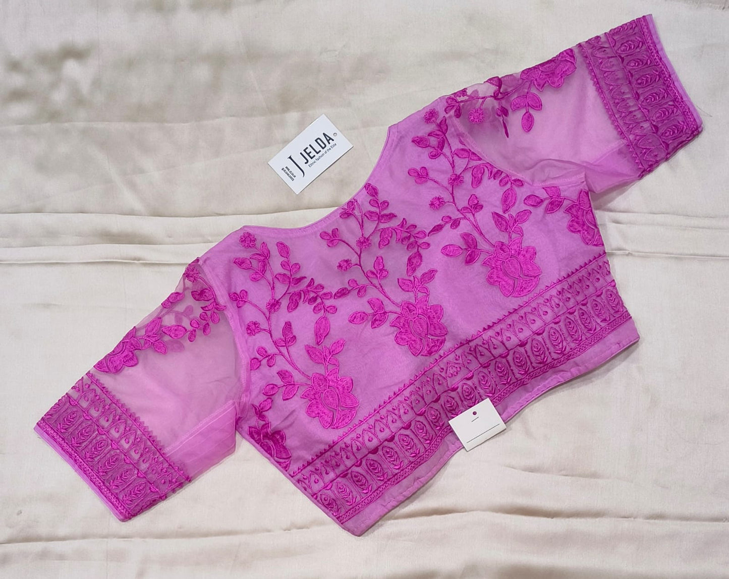 Embroidery work net ready made blouse