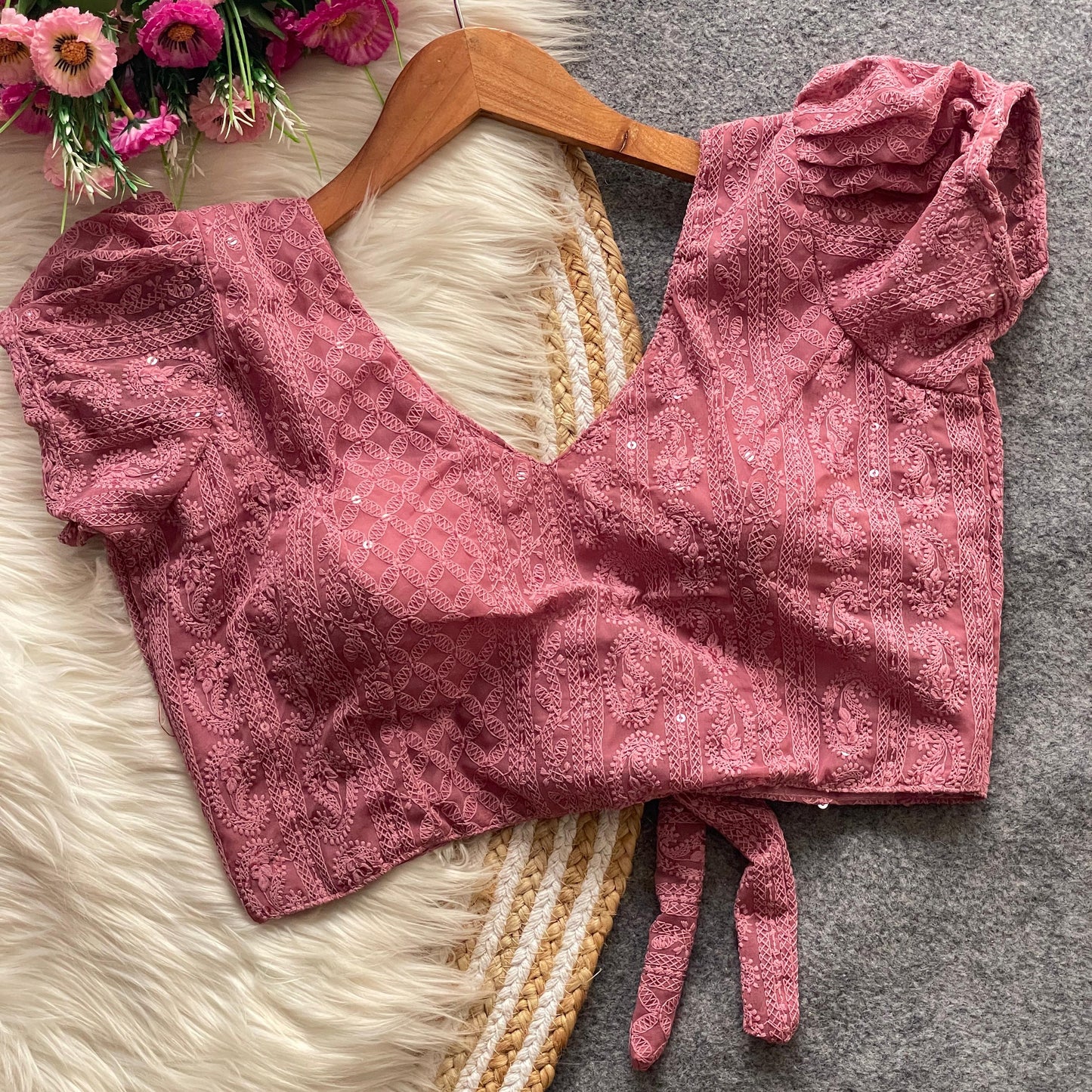 Georgette sipply with puff sleeve ready made blouse