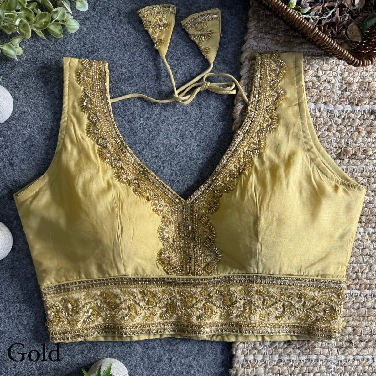 Heavy zari + Codding sequins & Beads Work ready made blouse