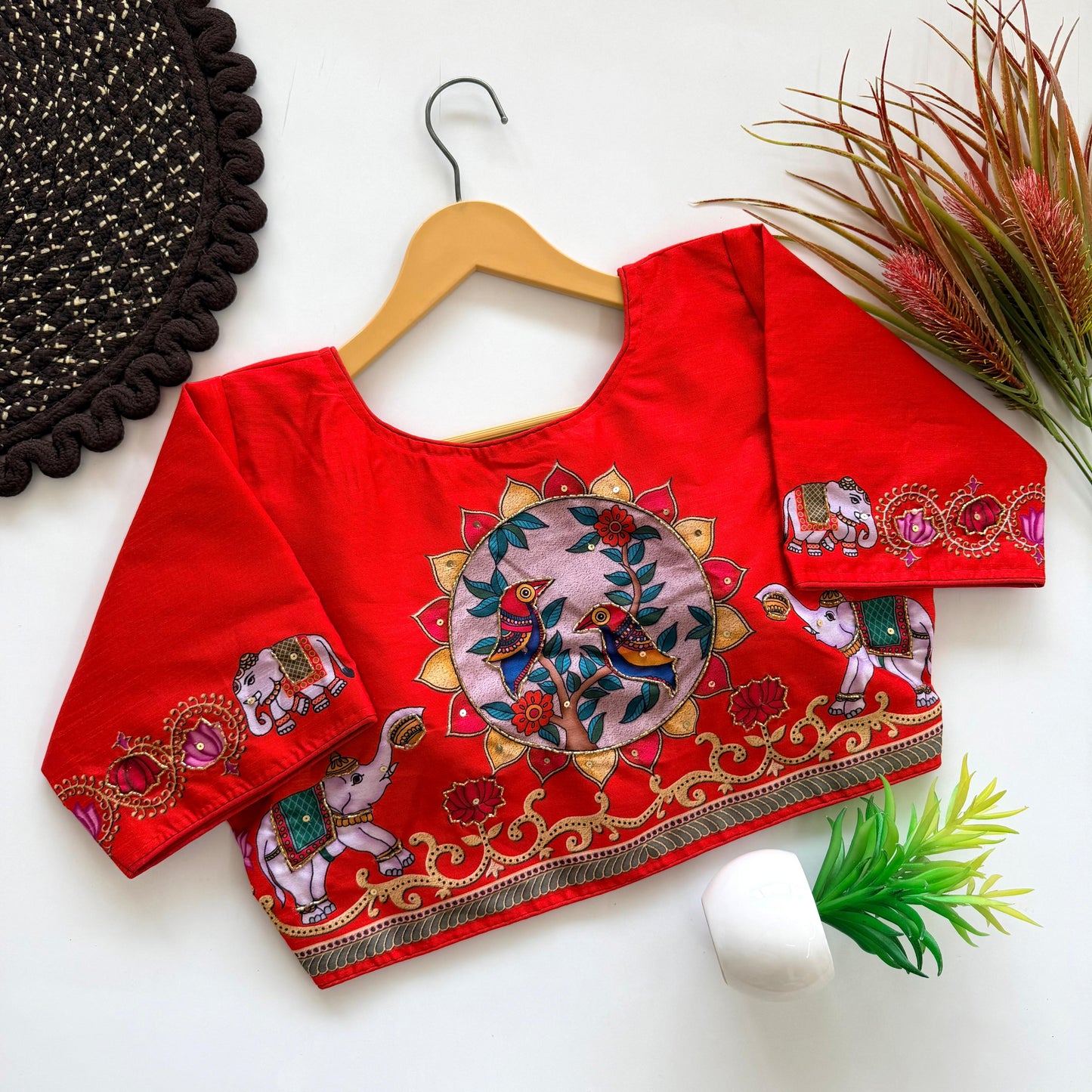 Pure silk with Decent print ready made blouse