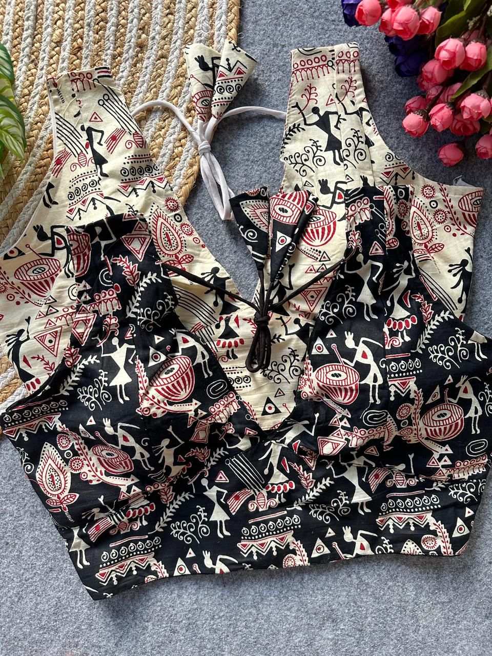 Ajrakh cotton ready made blouse
