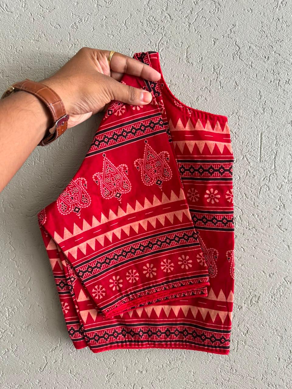 Pure Ajrakh Cotton ready made blouse