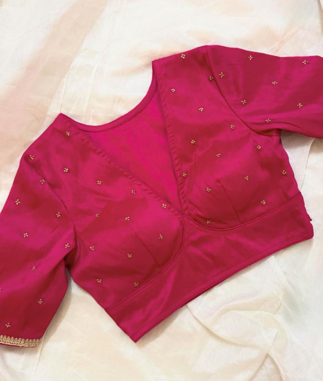Elite cut v neck with stone work ready made blouse