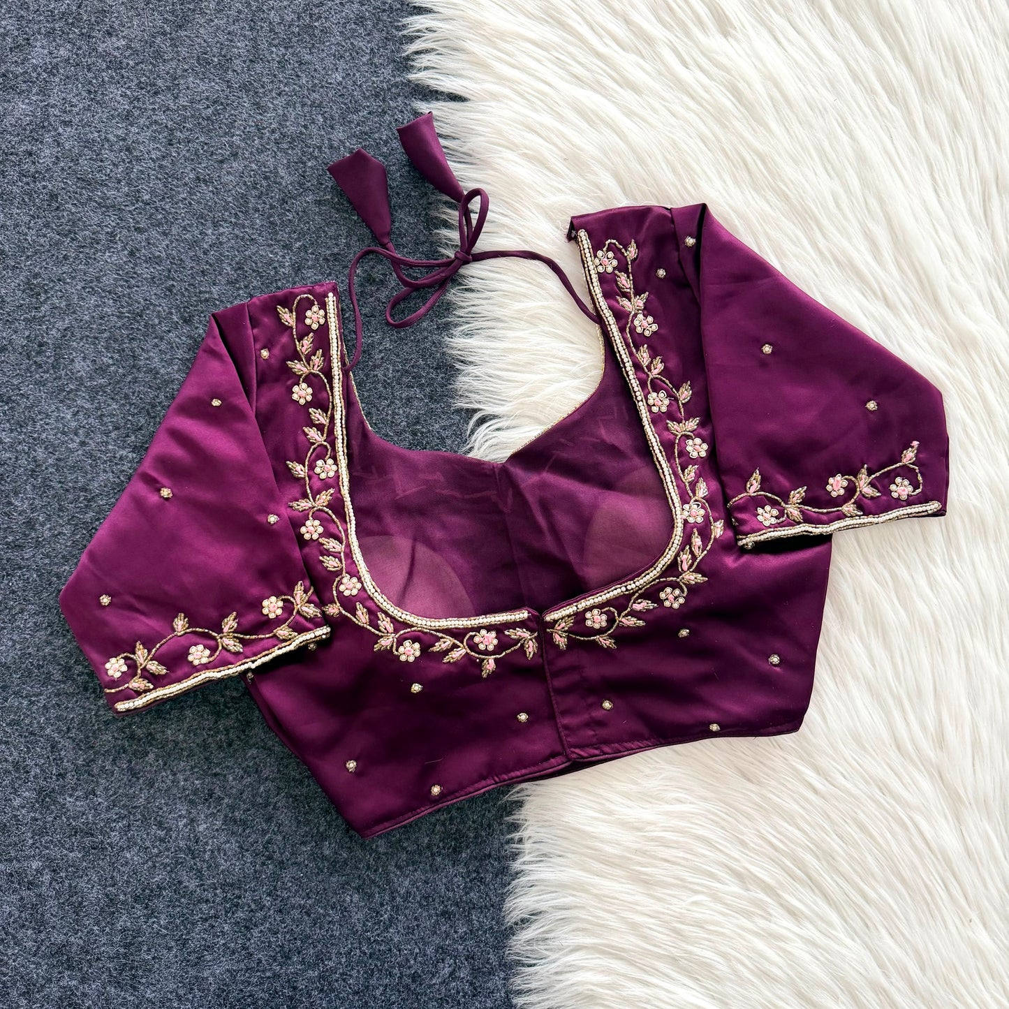 Beautiful handwork all over  blouse with hand thread touch all over ready made blouse