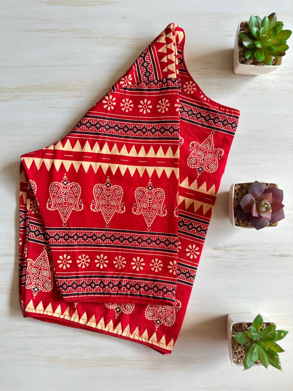 Pure Ajrakh Cotton ready made blouse