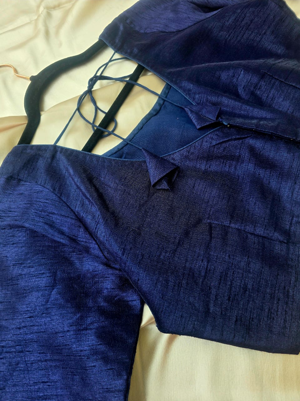 Pure dupion silk Navy blue custom made blouse