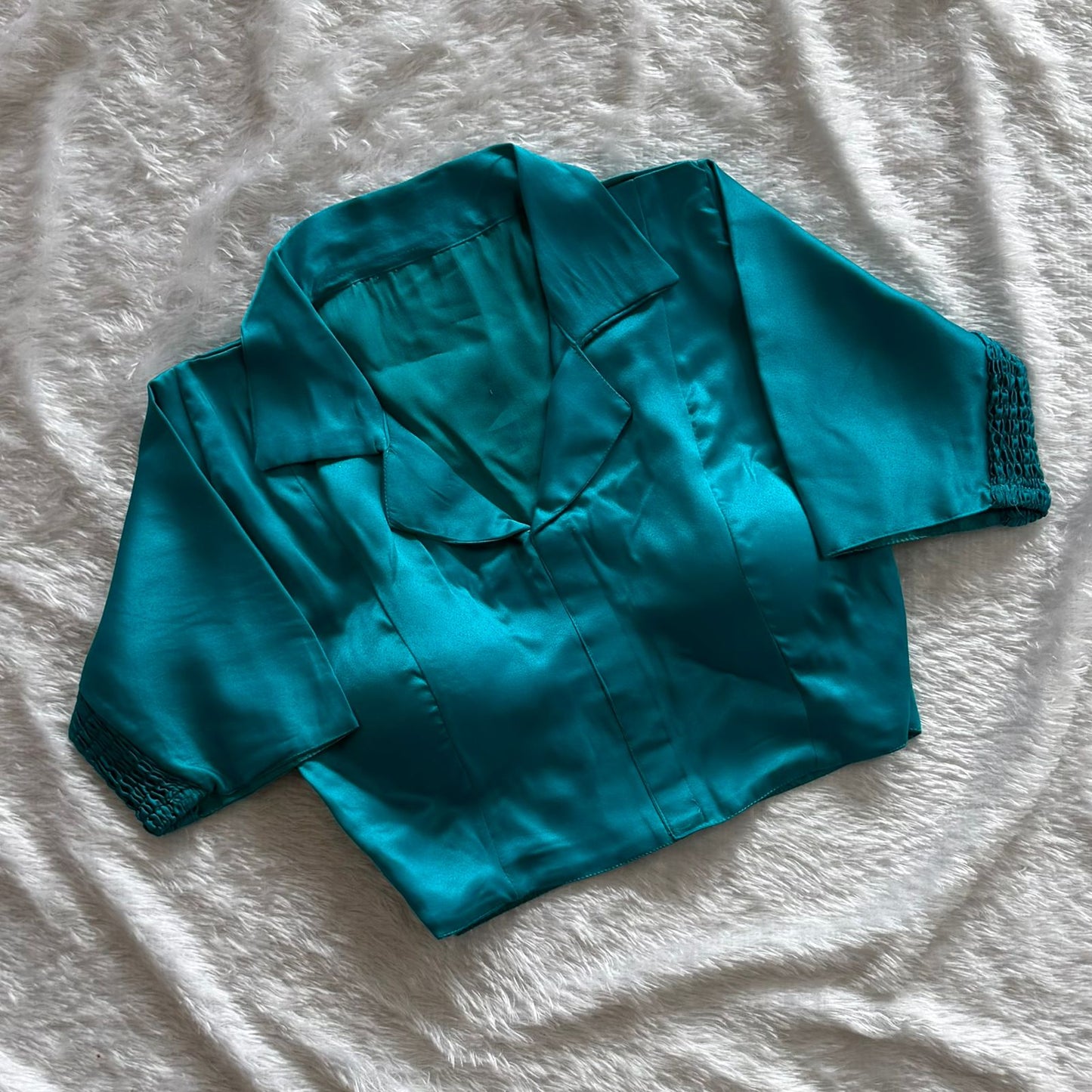 Soft silk fabric with elastic attach for better fitting ready made blouse