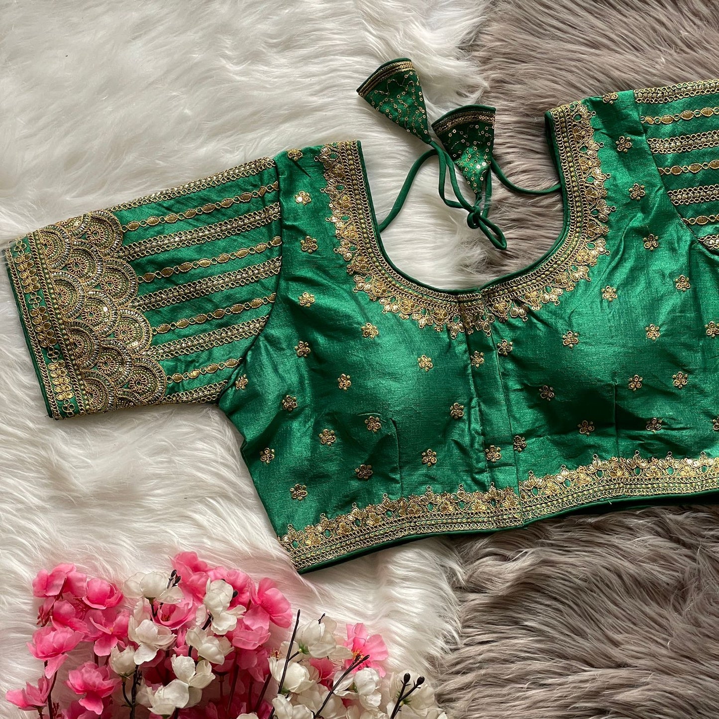 Heavy sequins + unique embroidery work ready made blouse