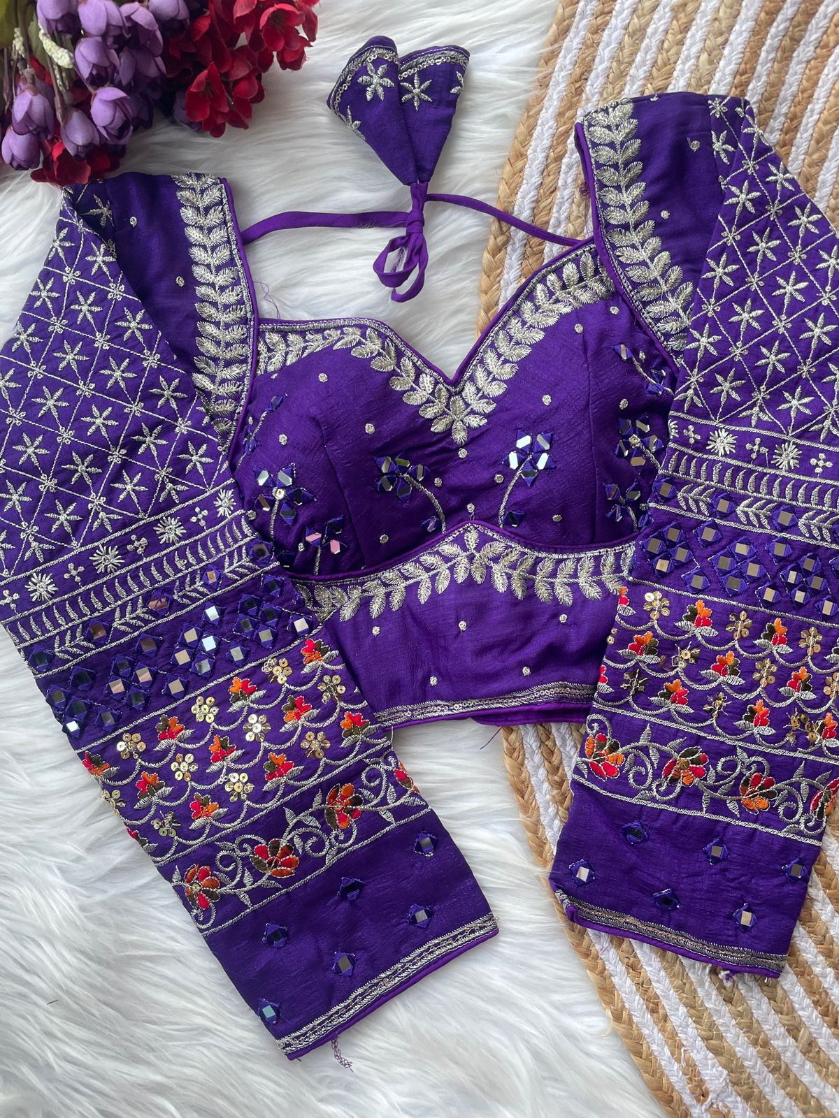 Heavy vichitra silk full sleeve ready made blouse