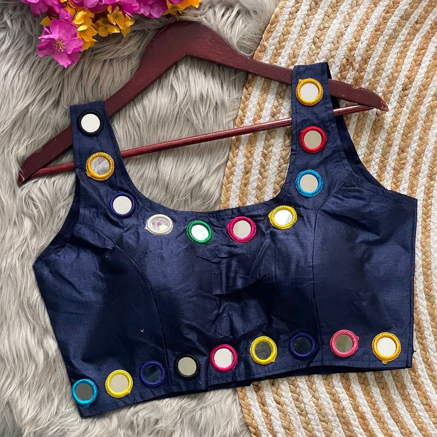 Heavy Real Mirror Work ready made blouse