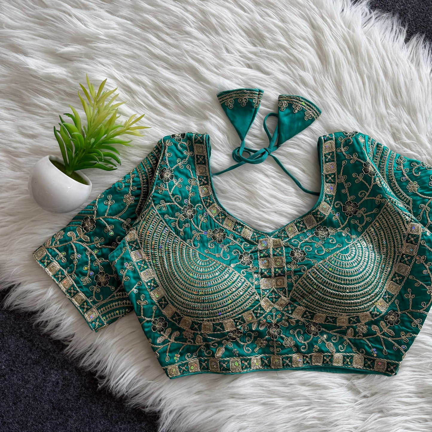 A beautiful work with sequins all over ready made blouse