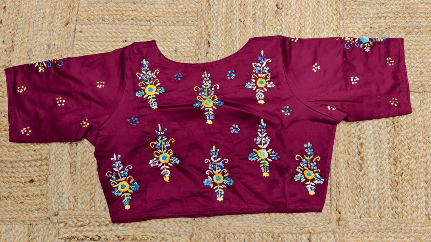 Cotton silk kundan ready made blouse