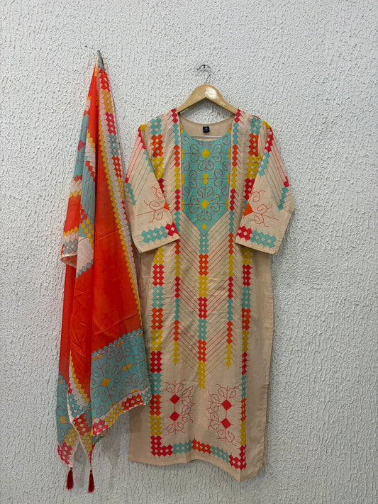 Cotton embroidery work salwar suit