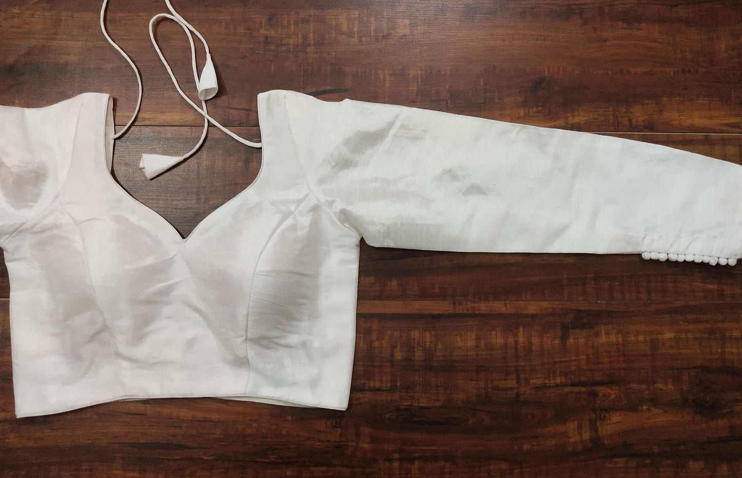 Pure dupion white full sleeves custom made blouse