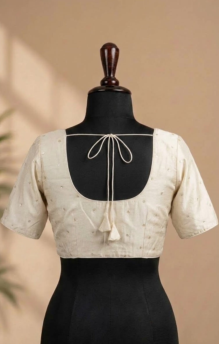 Cream & Gold Zari Buta Designer ready made blouse