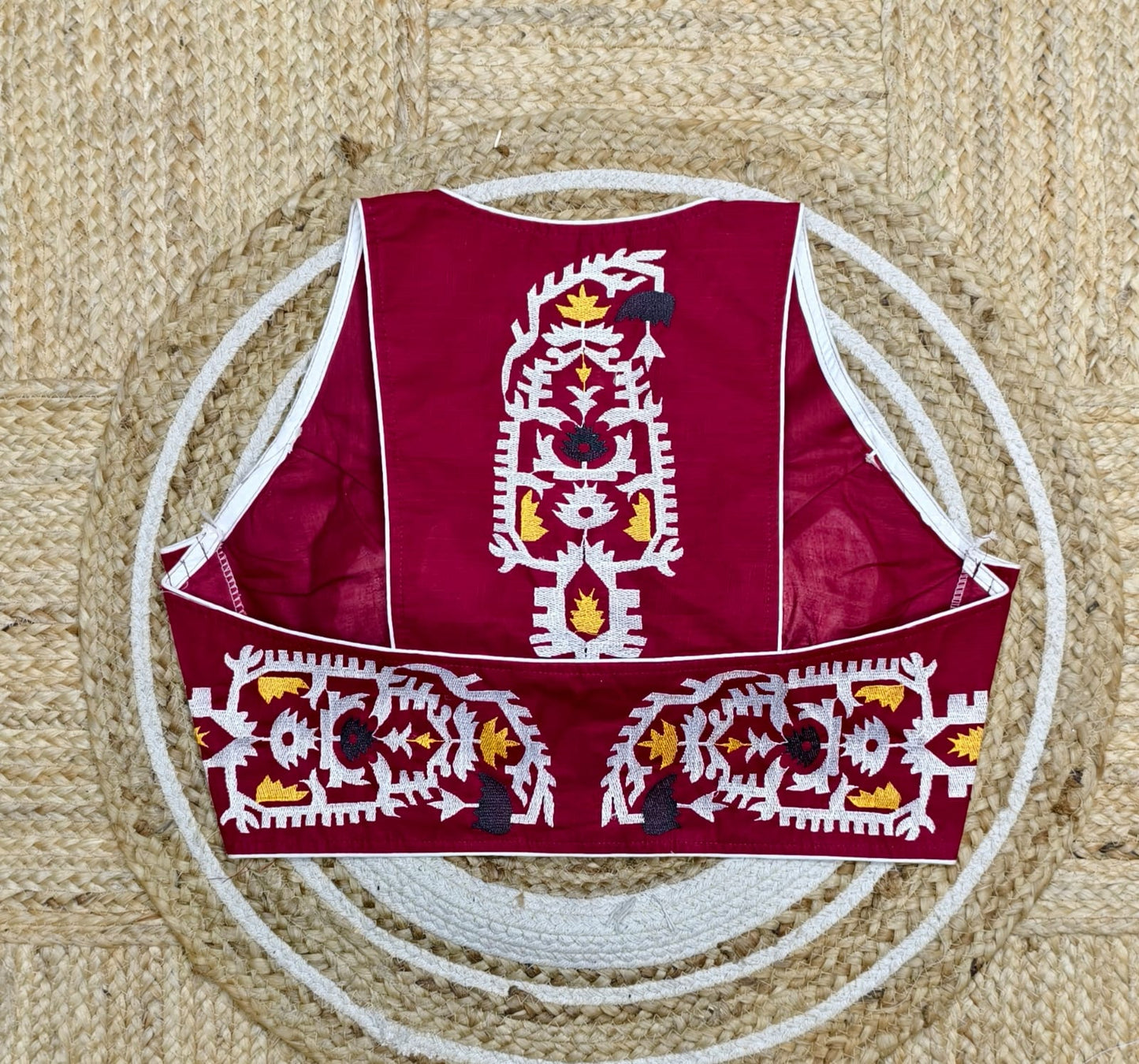 New cotton halter thread embroidery ready made blouse